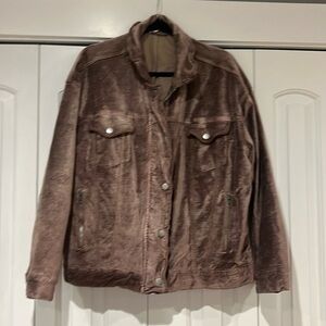 Free People Crushed Velvet Bomber Jacket Dusty‎ Mauve Oversize Snap/Zip M/L